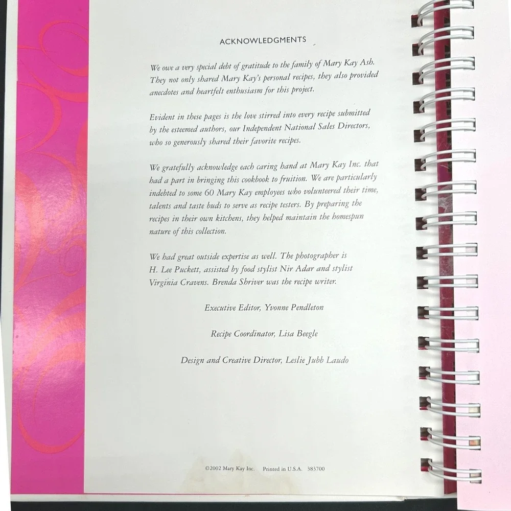 And Stirred with Love Mary Kay Family Recipes Reflections Cookbook 2002 Spiral